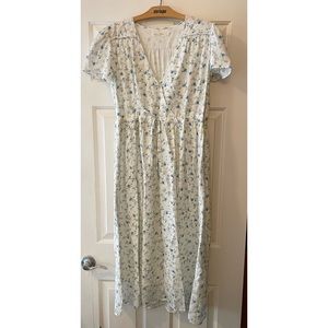 The Dawn Dress Petites | White and Blue Floral (Lined) by Christy Dawn